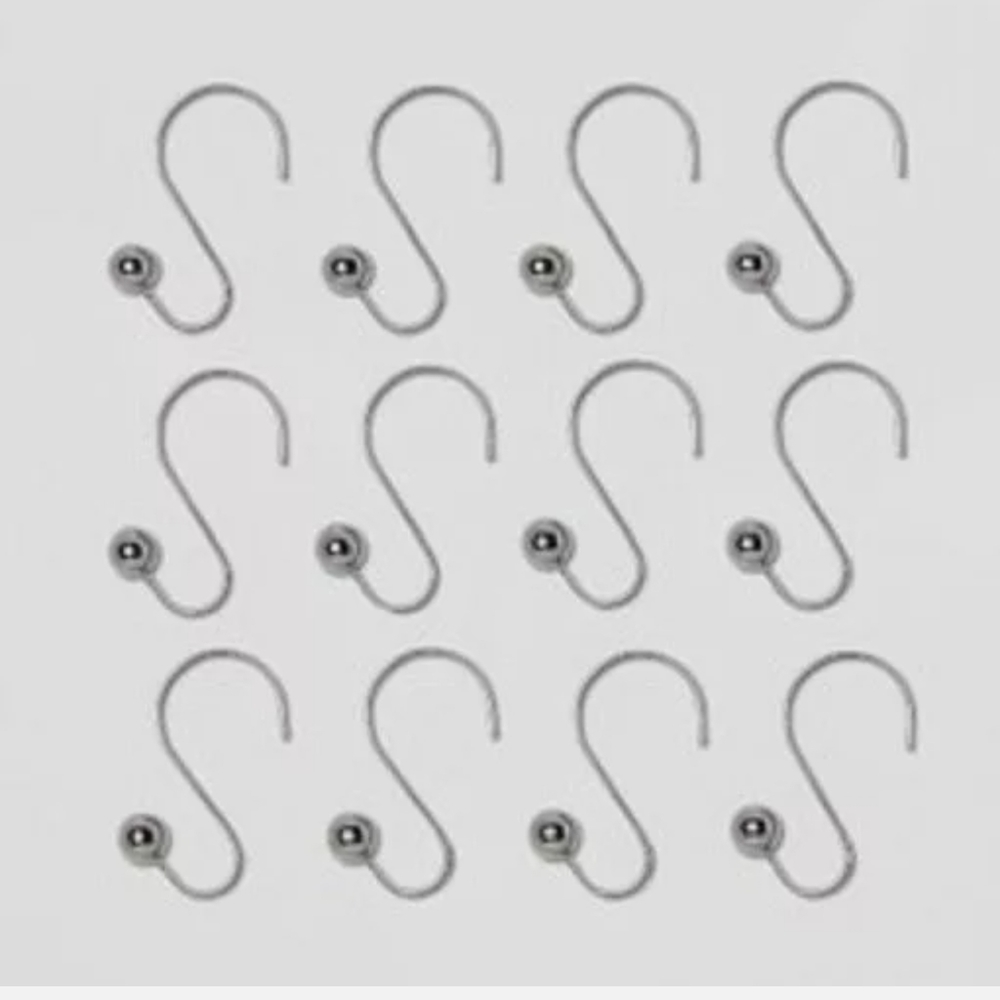 S shaped silver Shower Curtain Hooks from Made By